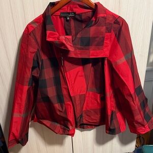 Liv Women's Red and Black Plaid Utility Jacket
